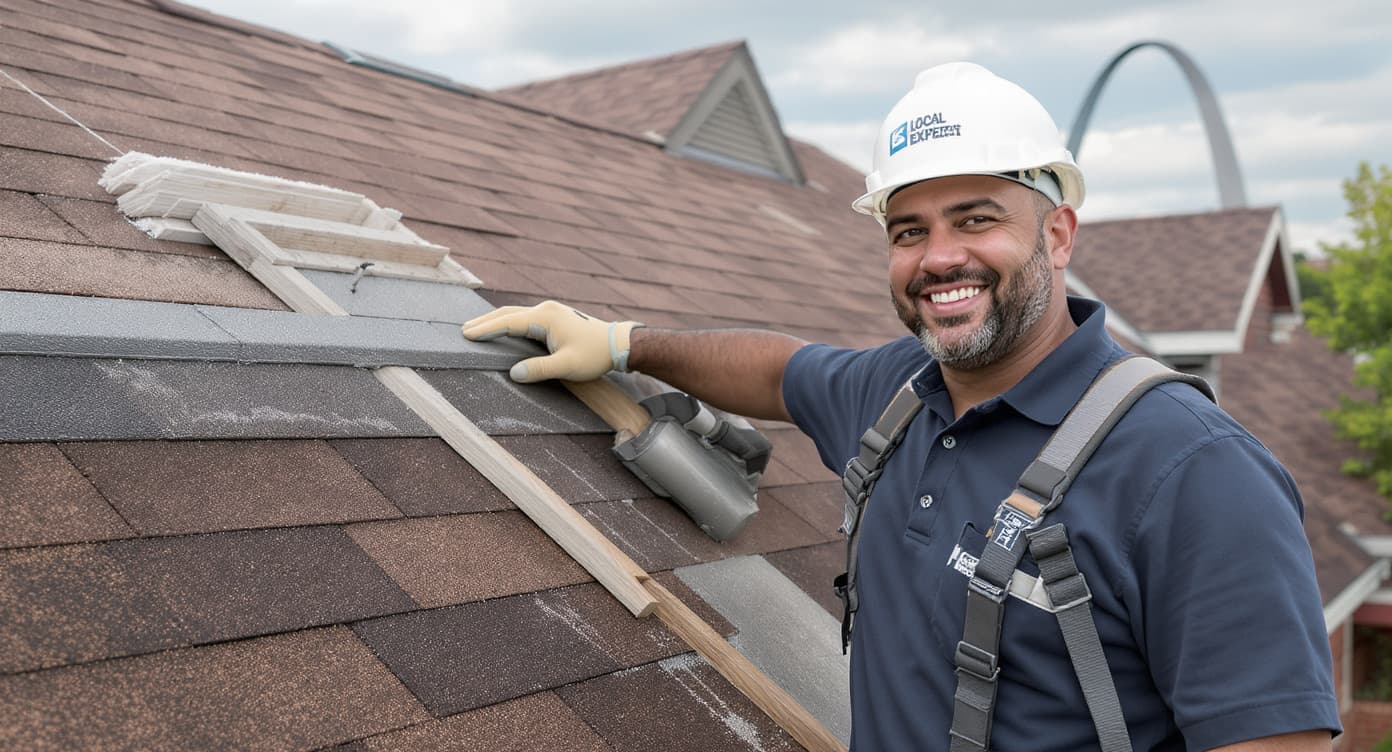 Roofing expert at work in the St. Louis area